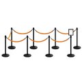 Montour Line Stanchion Post and Rope Kit Black, 8CrownTop 7Gold Rope 8.5x11V Sign C-Kit-7-BK-CN-1-Tapped-1-8511-V-7-PVR-GD-PS